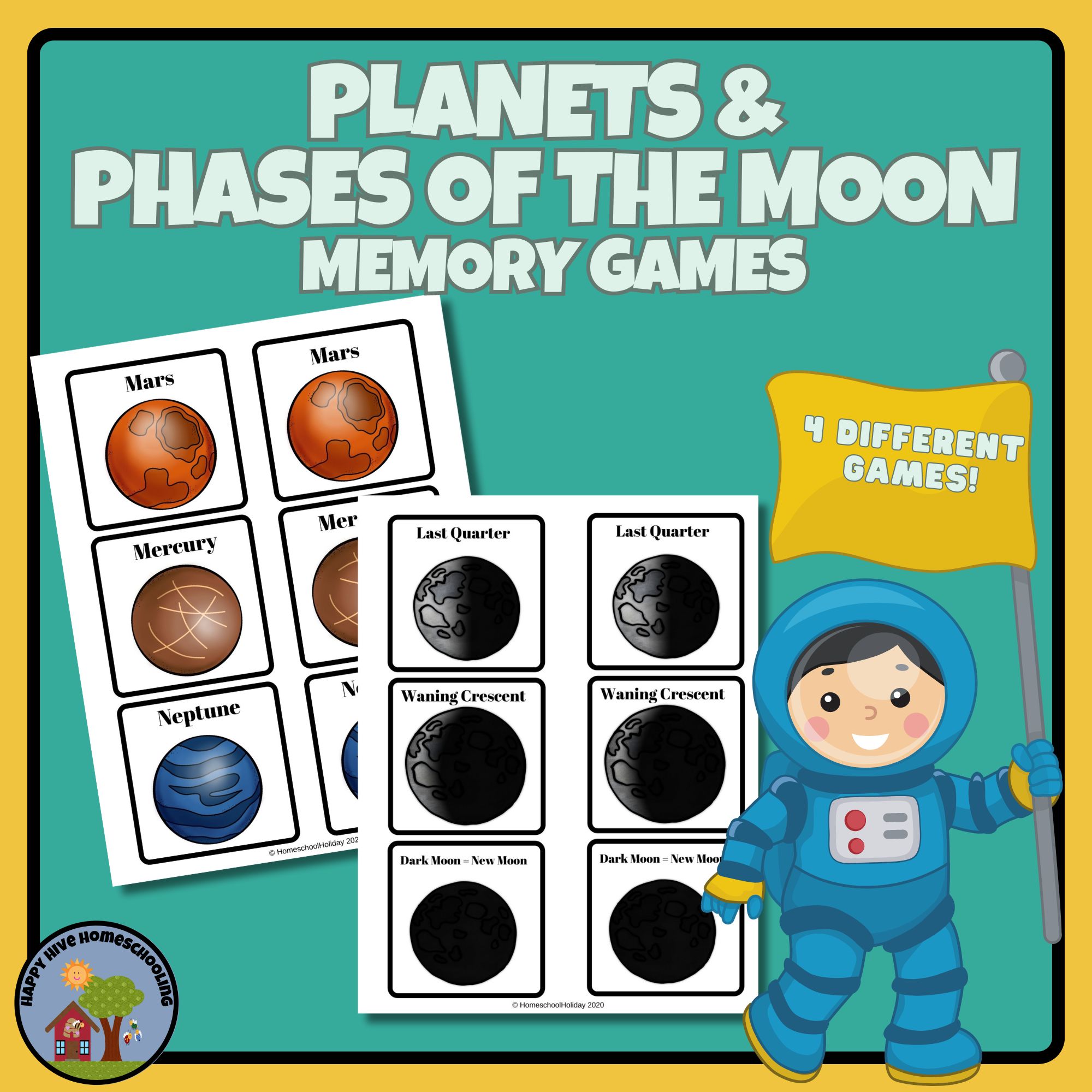 Planets Memory Game - Happy Hive Homeschooling