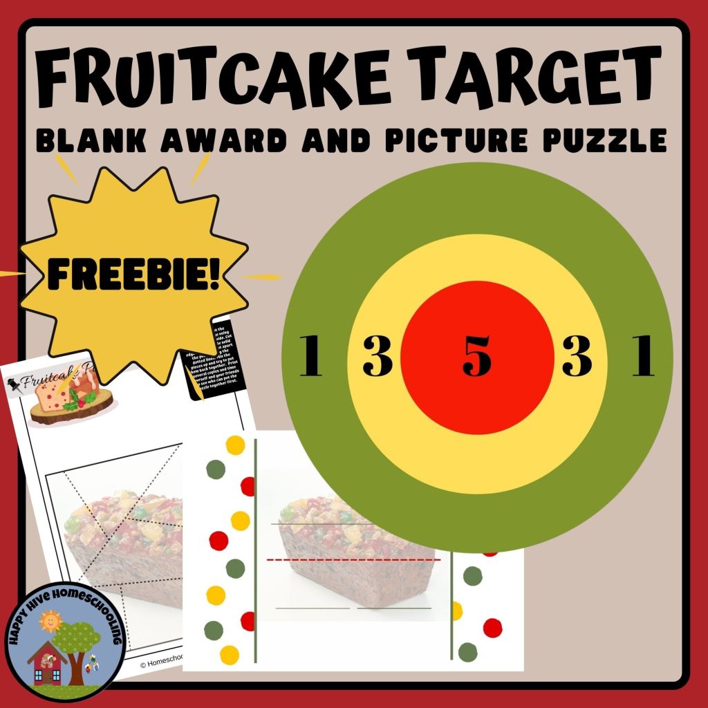 Cover image for the Fruitcake Fun Target. A Free Printable for Fruitcake Toss Day.
