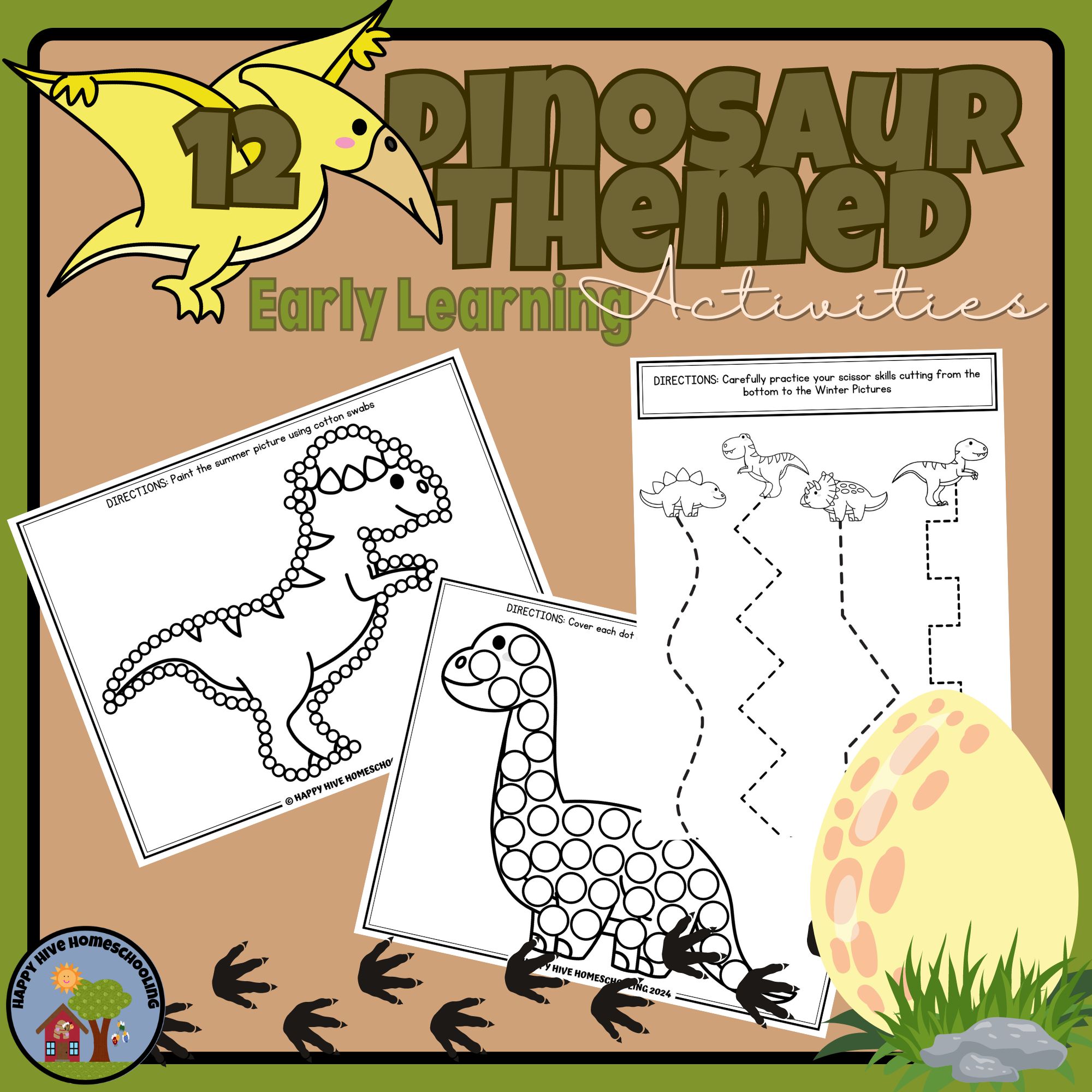 Dinosaur Themed Preschool Activities - Happy Hive Homeschooling