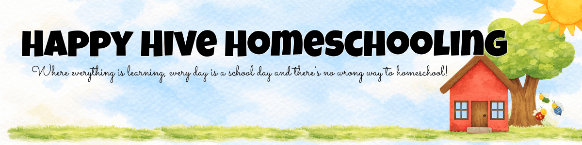 Watercolor illustration featuring a red house, sun, and a bee on a light blue sky background with green grass. Text reads: 